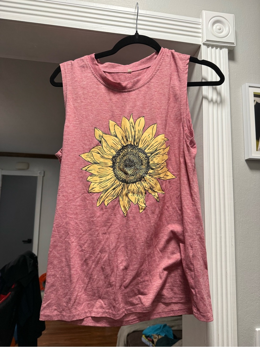 Amazon Pink Muscle Tank with Sunflower Graphic